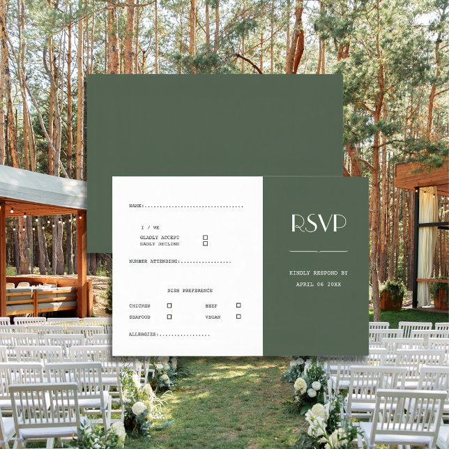 Mörk Mossgrön Minimalistisk Skandi Bröllop OSA Kort (Skapare uppladdad)