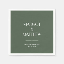 Mörk Mossgrön Minimalistisk Skandi Bröllop Pappersservett