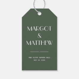 Mörk Mossgrön Minimalistisk Skandi Bröllop Presentetikett