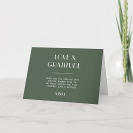 Mörk Mossgrön Minimalistisk Skandi Bröllop Tack Kort