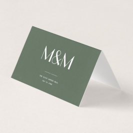 Mörk Mossgrön Minimalistisk Skandi Bröllopskort Kort