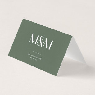 Mörk Mossgrön Minimalistisk Skandi Bröllopskort Kort