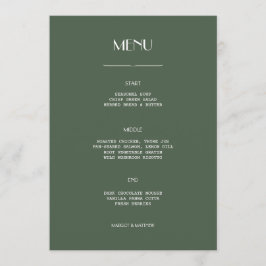 Mörk Mossgrön Minimalistisk Skandi Bröllopsmeny Meny