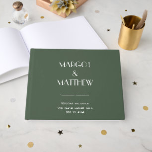 Mörk Mossgrön Minimalistisk Skandinavisk Bröllop Gästböcker
