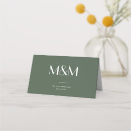Mörk Mossgrön Minimalistisk Skandinavisk Bröllopsp Placeringskort