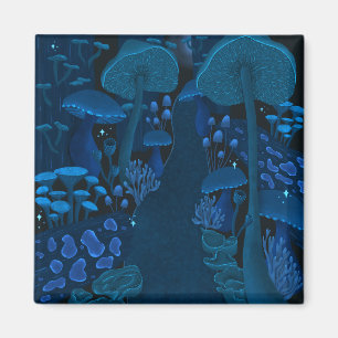 Mörk Mushroom Fantasy Navy Blue Magnet