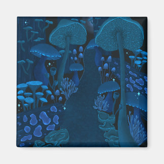 Mörk Mushroom Fantasy Navy Blue Magnet
