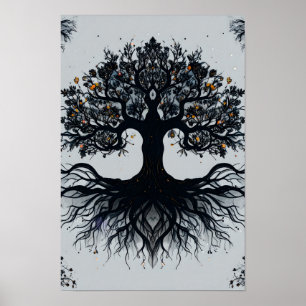Mörk Mystical Livets träd Art Poster