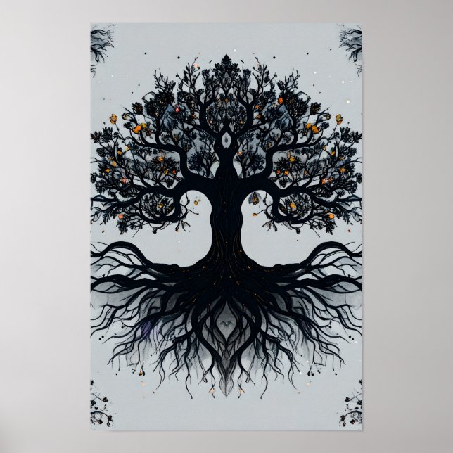 Mörk Mystical Livets träd Art Poster (Framsidan)