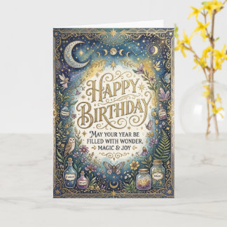 Mörk Mystisk Celestial Magi Glad Födelsedag Kort