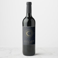 Mörk natt Guld Celestial Sunburst Moon Bröllop