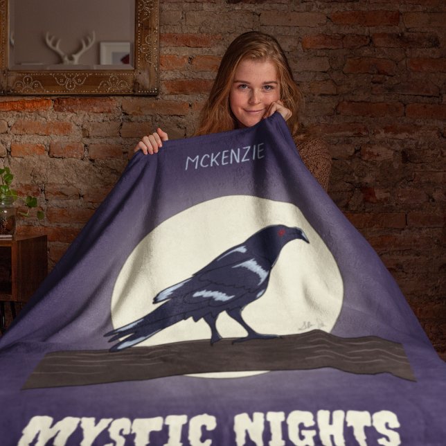 Mörk Natt Moonlight Malevolent Kråka Fleecefilt (Skapare uppladdad)