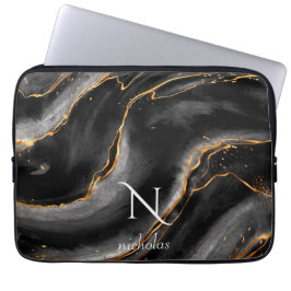 Mörk Natten Guld Glitter Marble Anpassade Laptop Fodral