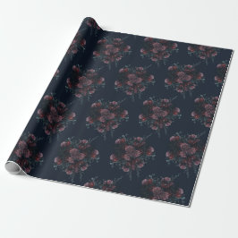 Mörk Navy Blue Blommigt Elegant bröllop Maroon Mau Presentpapper