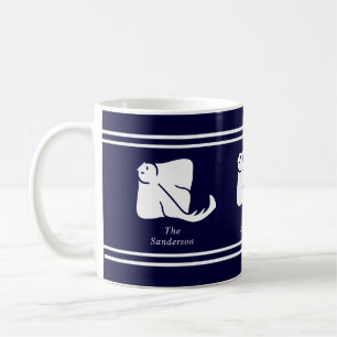 Mörk Navy Blue Coastal Nautical Stingray Manta Ray Kaffemugg