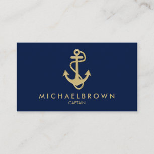 Mörk Navy Blue Nautical Anchor Visitkort