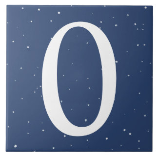 Mörk Navy Blue Starry Night House Number 0 Zero Kakelplatta