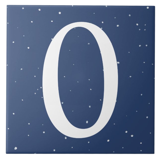 Mörk Navy Blue Starry Night House Number 0 Zero Kakelplatta (Framsidan)