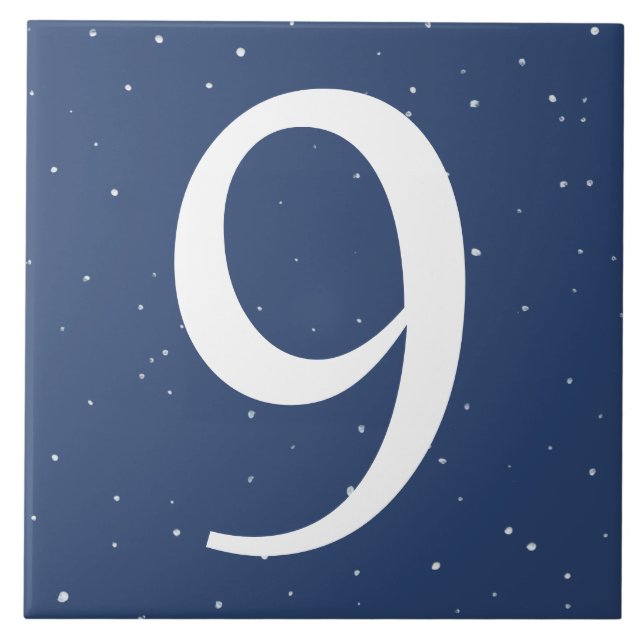 Mörk Navy Blue Starry Night House Number 9 Nio Kakelplatta (Framsidan)