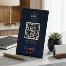 Mörk Navy Google Recension QR-kod Logotyp
