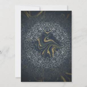 Mörk Navy Guld Lyx Abstrakt Mandala Konst Inbjudningar