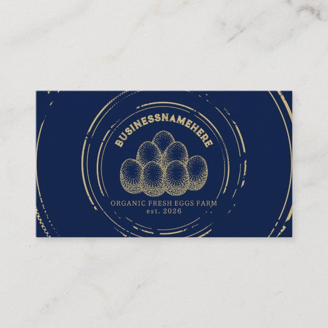 Mörk Navy Höna Ägg QR-kod Visitkort (Framsida)