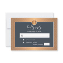 Mörk Navy kopparmetall, monogrammad bröllop