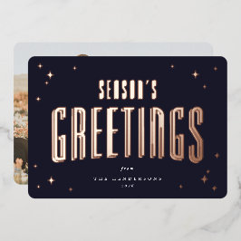 Mörk Navy Season's Greetings Retro Stars Photo
