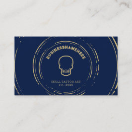 Mörk Navy Skull Tatto Piercing Studio QR-kod Visitkort