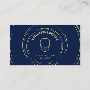 Mörk Navy Skull Tatto Piercing Studio QR-kod Visitkort
