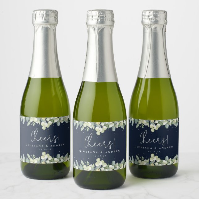 Mörk Navy Snowberry+Eucalyptus Winter Wedding Mini (Flaskor)