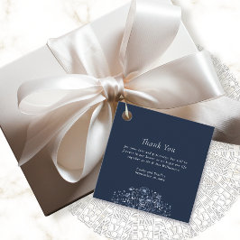Mörk Navy White Wildblomma Bröllop Tack Gåvor Etiketter