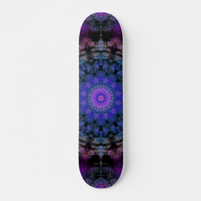 Mörk nebulosa mandala mini skateboard bräda 18,5 cm (Framsida)