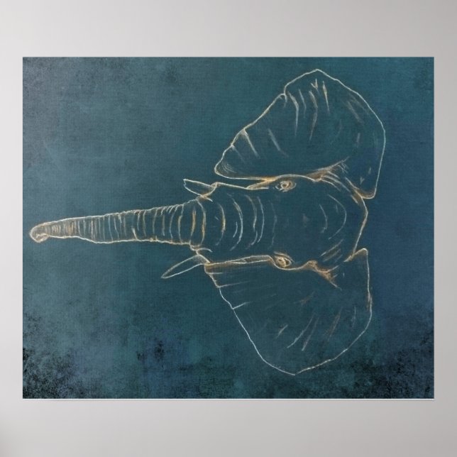 Mörk Neon Elephant Poster (Framsidan)