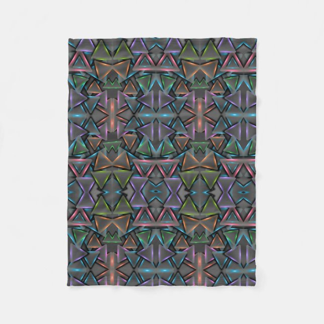 Mörk Neon Geometrisk Filta Fleecefilt (Framsidan)