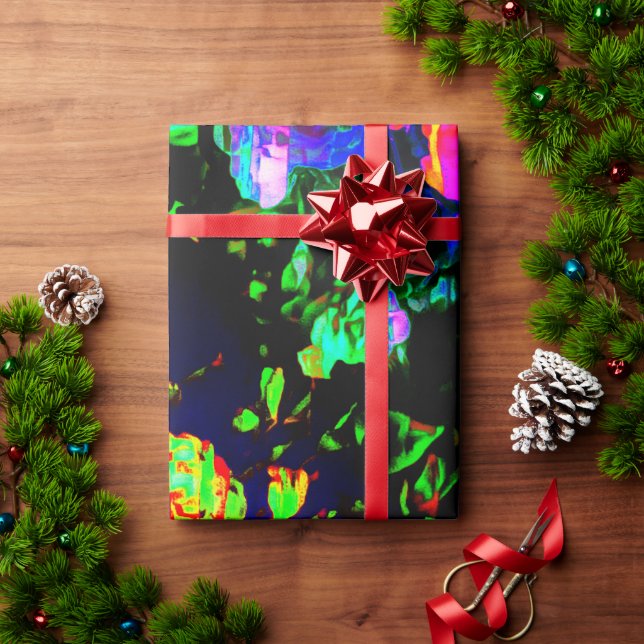 Mörk Neon Mönster Wrapping Papper Presentpapper (Julgåva)