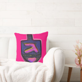 Mörk neon rainbow Hanukkah dreidel Kudde