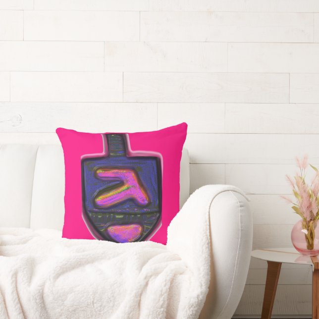 Mörk neon rainbow Hanukkah dreidel Kudde (Soffa)