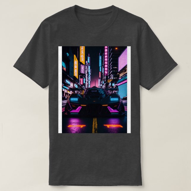 Mörk Neon Sports i japansk Neon City 20 T Shirt (Design framsida)
