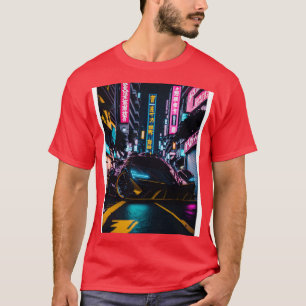 Mörk Neon Sports i Japanska Neon City 4 T Shirt