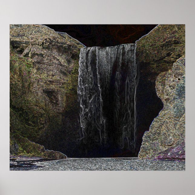Mörk Neon Waterfall Poster (Framsidan)