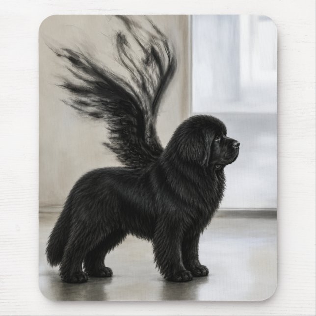 Mörk Newfoundlandshund Minnesängel Musmatta (Framsidan)