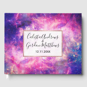 Mörk Night Gradient Galaxy Glowing Zodiac Starry S Gästböcker