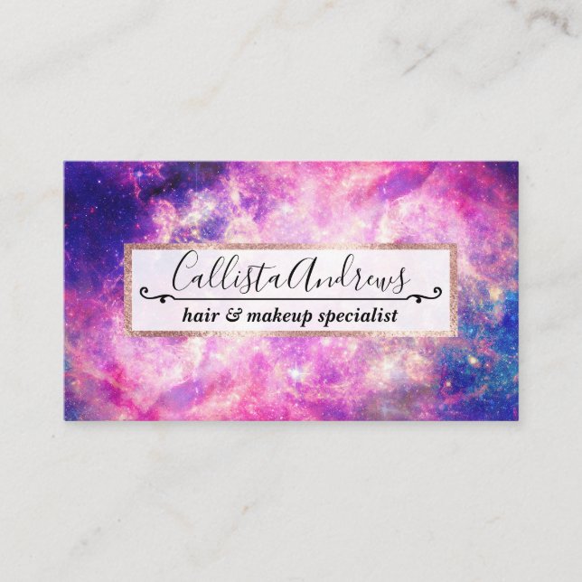 Mörk Night Gradient Galaxy Glowing Zodiac Starry S Visitkort (Framsida)