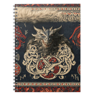 Mörk nordisk drak- och vikingaknutapetad duk De Anteckningsbok