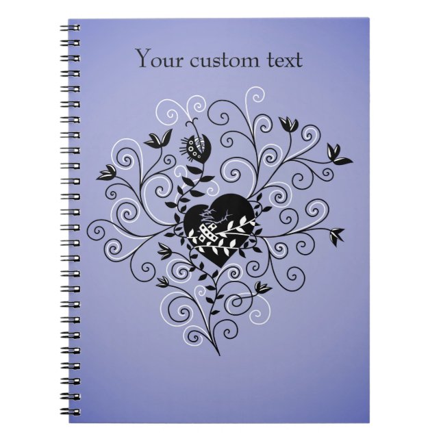 Mörk nyckfull fixad bruten hjärta för anteckningsbok med spiral (Framsidan)