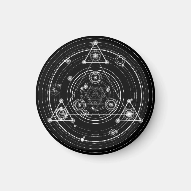 Mörk occult stil helig geometry magnet (Framsidan)