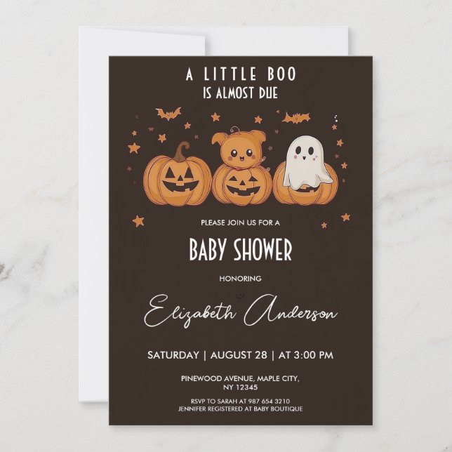 Mörk och Cute Halloween Baby Shower Inbjudningar (Framsida)