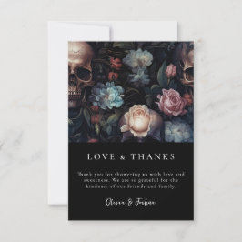 Mörk och dyster blomsterrik gothikt bröllopsdusch tack kort