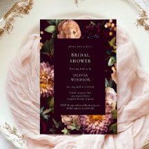 Mörk och dyster burgunder  Blommig bröllopsdusch